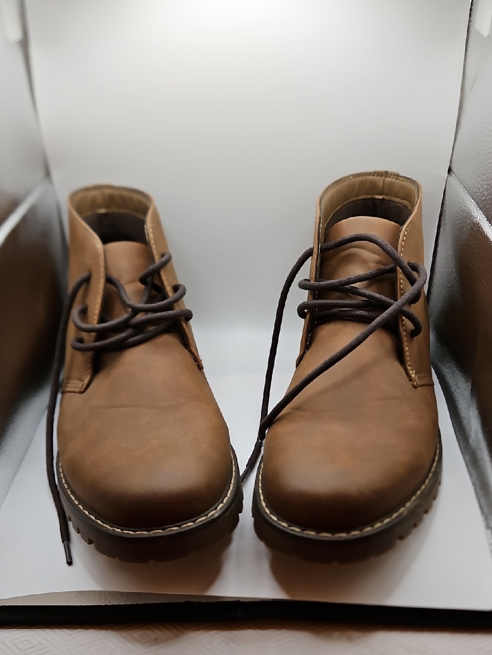 Men's Brown Leather Lace-Up Chukka Boots